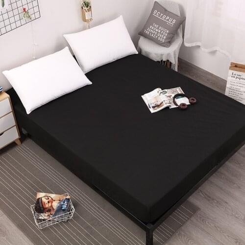 Waterproof Fitted Sheet Mattress Protector cover for kids Bed Baby King Queen Size Dust-proof Pad Cover Sheet Cover White Black