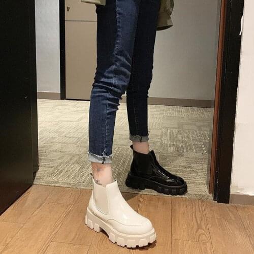 Goth Chunky Demonia Boots Women Fall Winter Warm Gothic Punk Wedges Shoes Fashion Platform Leather White Black Ankle Boots 2021