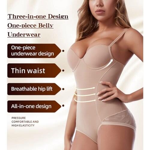 Women Backless Bodysuit Shapewear U Plunge Seamless Thong Strapless Full Bodysuits Plunging Deep V-Neck Body Shaper For Wedding
