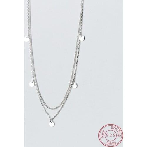 Dingxu 925 Sterling Silver Round choker Necklace link Chain party Small Circle Charm for Women Dropshipping Boho Jewelry