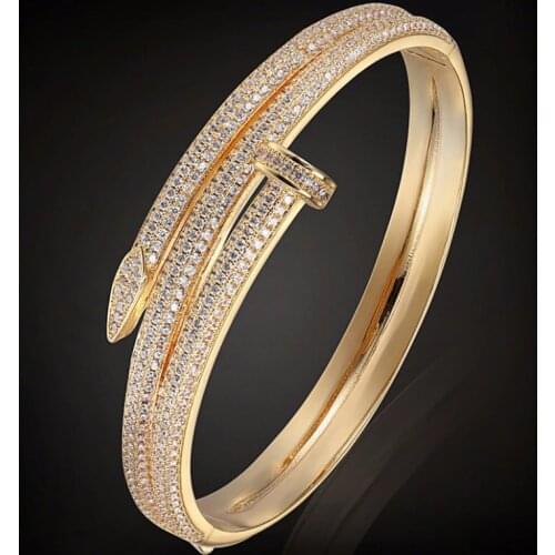 Zlxgirl women size Gold bangle and bracelet jewelry Classic Metal copper micro pave setting bangle wedding jewelry free shipping