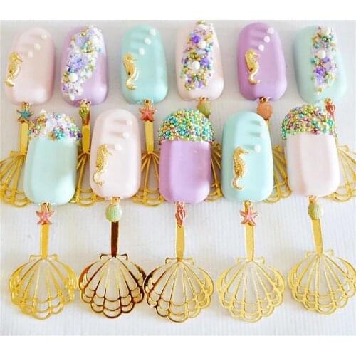 10pcs Acrylic Ice Cream Sticks Popsicle Stick Kids Diy Ice Cream Sticks Gold Wedding Shell Mermaid Tail Crafts Popsicle Stick