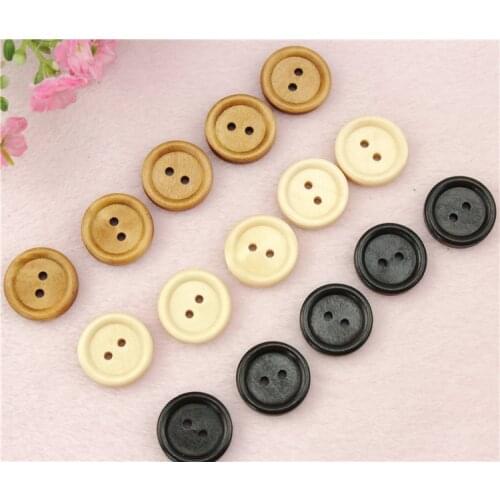 100pcs 20mm Wood Button 2 holes mix color coffee ,pine ,light brown natural creation, 3/4" Wide
