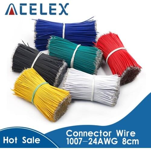 100Pcs/lot 24AWG 8cm Tin-Plated Breadboard PCB Solder Cable Fly Jumper Wire Tin Conductor Wires 1007-24AWG Connector Wire