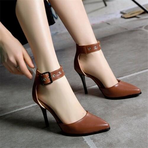 2021 Women Pumps Fashion Women Shoes Party Wedding Super Square High Heel Pointed Toe black white brown Ladies Pumps Size 33-43