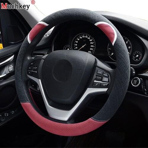 38cm Flax Steering Wheel Cover New Fashionable Color Matching Hot Sale Skidproof Cute Auto Interior Accessories