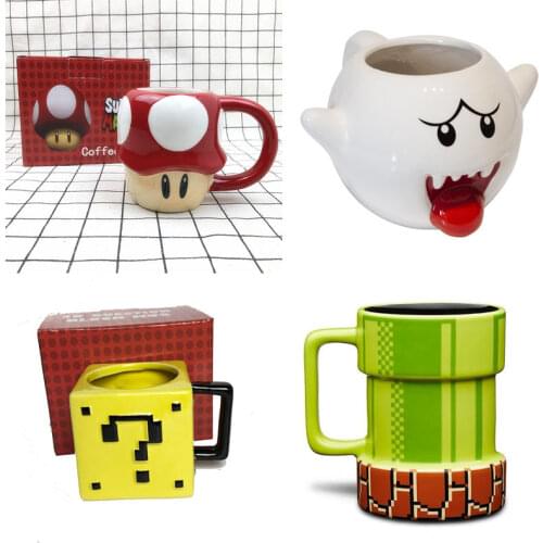 3d Creative Ceramic Mug Cartoon Game Super Mario Sewer Pixel Mushroom Question Mark Water Cup Cartoon Childrens Birthday Gift