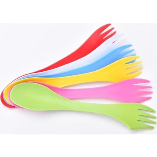 6Pcs Multifunction Camping Hiking Utensils Spork Combo Travel Gadget Spoon Fork