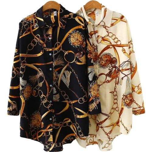 Plus size Vogue casual oversized Women Blouses New Spring chiffon Blouse three quarter sleeve Loose Tops Shirts Blusas Mujer