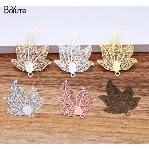 BoYuTe (20 Pieces/Lot) 36*45MM Metal Brass Hollow out Maple Leaf Sheet Pendant Diy Hand Made Jewelry Making Accessories