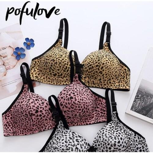 Women Leopard Print Sexy Underwear No Steel Ring Bra Large Size Gather Thin Lingerie Wire Free Female Brassiere