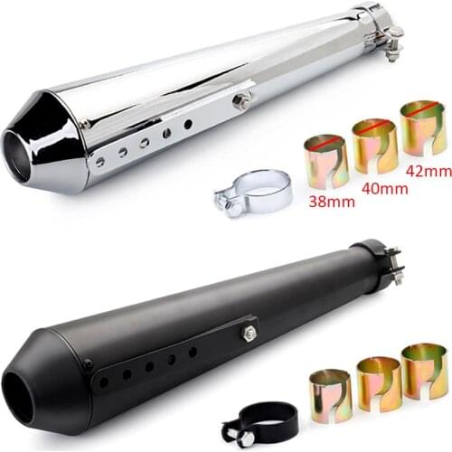 Retro Black Cafe racer Motorcycle Exhaust Muffler Pipe Vintage Rear Pipe Tail Tube FOR GN 125 Honda Suzuki Kawasaki Yamaha BMW