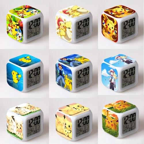 Kids LED Anime Pocket Monster Child Alarm Pikachu Clock Go Pokemon Flash Digital Alarm Clocks Night Light Bedroom Boy Clock Toys