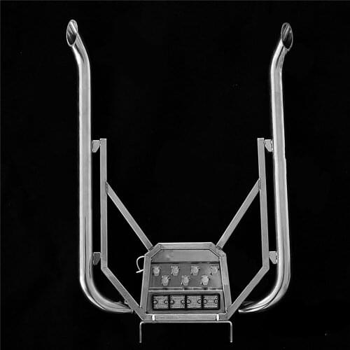 Stainless Steel Double Exhaust Pipe Chimney with Light Wire Rack for Tamiya Volvo 1/14 RC Tractor RC Car DIY Modification Kit