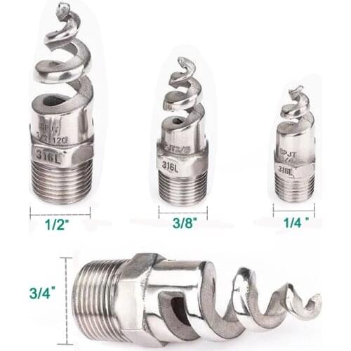 HEMAN 1/4'' 3/8" 1/2" 3/4" MaleThread Full Cone Spiral Jet Nozzle Stainless Steel Watering Mist Sprinkler Garden Lawn Irrigation