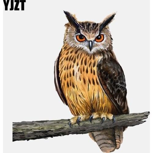 YJZT 15.2CM*15.8CM Owl Standing On A Branch PVC Window Decoration Car Sticker 11-01331