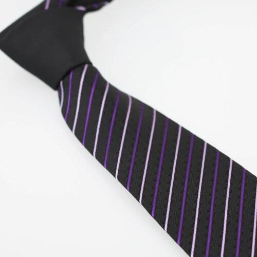 YIBEI COACHELLA ties Black Knot Contrast Purple White Stripes Necktie Slim Skinny Tie 7cm Business Necktie Handmade Shirt Ties