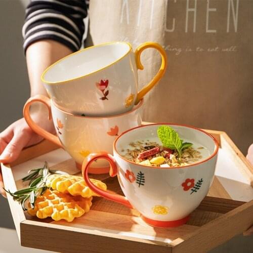 Oatmeal Cup Ceramic High Temperature Mug Office Coffee Cup Afternoon Tea Cup Home Cute Girl Breakfast Milk Cup Drinking Cup