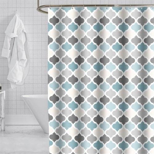 Colorful Plaid Waterproof Shower Curtain Set with 12 Hooks Bathroom Curtains Polyester Fabric Bath Mildew Proof for Home Decor