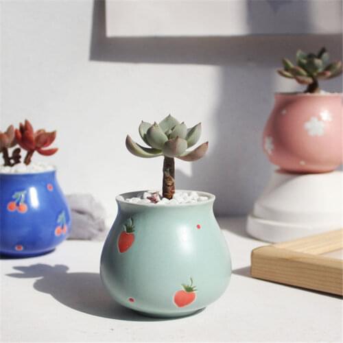 Creative Ceramic Flowerpot Simple Floral Design Succulent Plant Container Planters Small Bonsai Pots Home Decoration