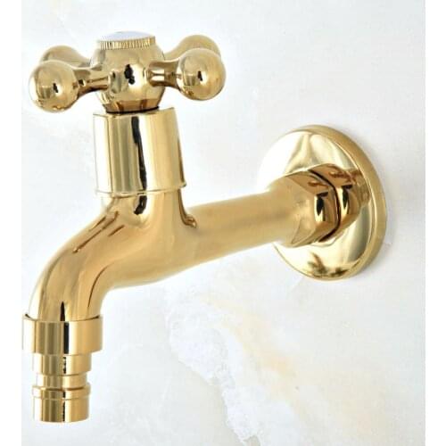 Gold Color Brass Bathroom Single Cross Handle Washing Machine Faucet /Garden Water Tap / Laundry Sink Water Taps mav143