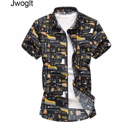 45KG-120KG Summer Shirt Casual Short Sleeve Musical Instrument Printing Shirts 5XL 6XL 7XL