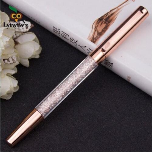 Lytwtws luxury Roller ballpoint pen Metal Office School Supplies Rose Gold rollerball high quality spinning stationery crystal