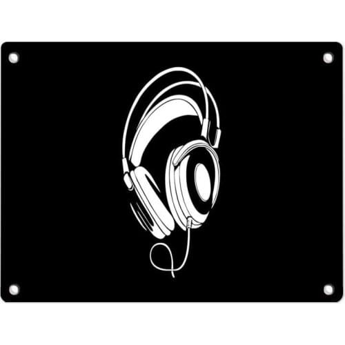 Metal Poster Wall Plaque Tin Sign Great Wall Decor Gift 12 X 8 Inches [Stylish Music Dj Headset with]