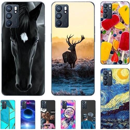Fashion Bumper Cute Case For OPPO Reno 6 Pro PEPM00 PEQM00 Reno6 Pro Plus + PENM00 Case Soft Silicone Cat Horse Flower Cover