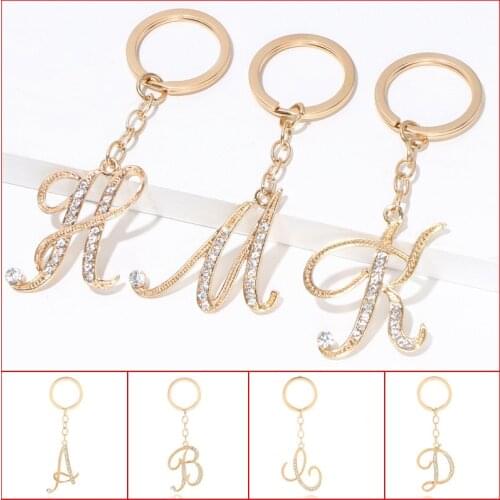 Fashion Creative 26 English Alphabet Diamond Keychain European and AmericanPersonality Trend Charm Keychain Couple Gift Keychain