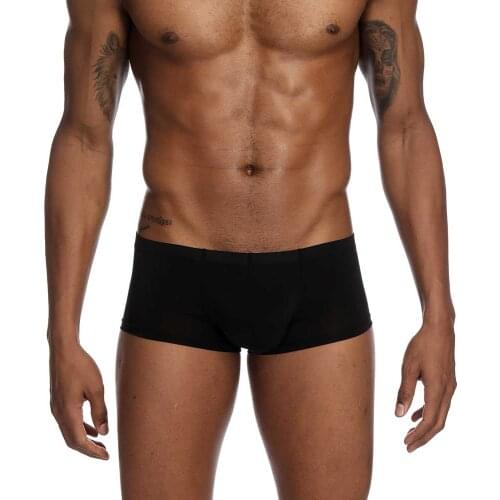 Mens Underwear Head U Convex Pocket Ultra-thin Transparent Ice Silk Mens Low Waist 90% Breathable Pants Sexy Male Trunk Solid