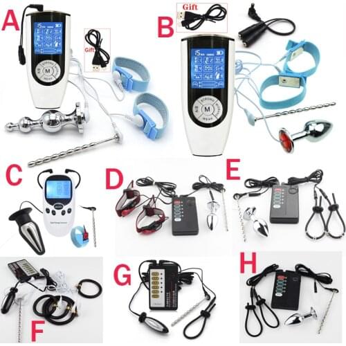 BDSM Kit Electric Shock Pulse Anal Plug Vibrator Urethra Stimulation Rod Penis Ring Prostate Massager Male Masturbation Sex Toy