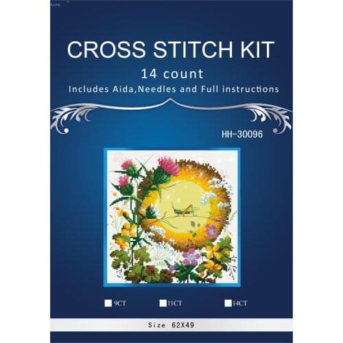 NEW Free delivery Top Quality lovely counted cross stitch kit Dandelion Flower Grasshopper Insect At Night HH-30096 HH-30099