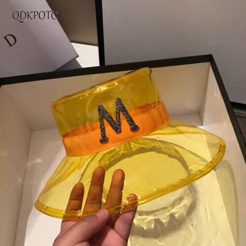 2021 Hat New Summer Women PVC Material Bucket Hats Fashion Korean Version Transparent Modeling Basin Cap Sun Shade QDKPOTC