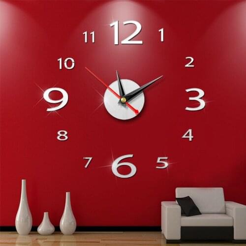 NEW 3D DIY Wall Clock Home Office Modern Decoration Crystal Mirror Vinyl Art Stickers Decals