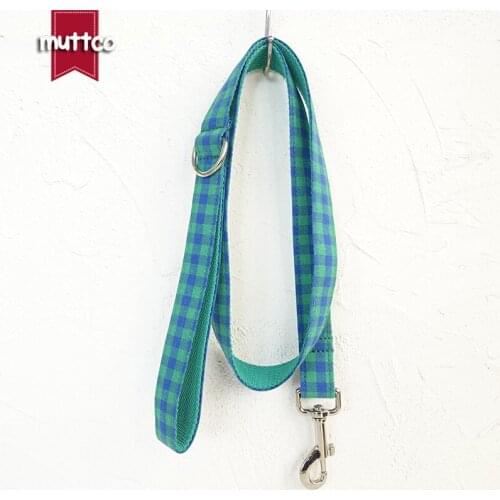 MUTTCO NEW personalized dog tag collar anti-lost pet products THE BLUE GREEN PLAID flexible dog collars and leashes UDL073