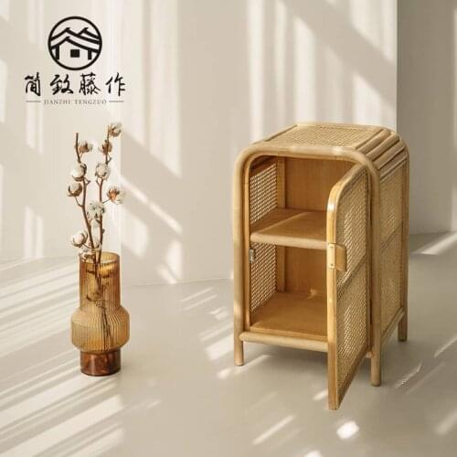 The cane makes up Japanese style bedside table Contracted and contemporary mini real rattan storage cabinet Ark of edge