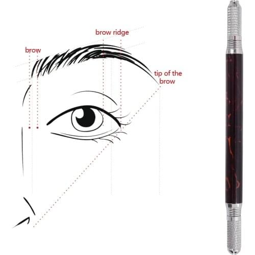 Eyebrow Tattoo Manual Pen Microblading Eyeliner Lip Permanent Makeup Tattoo Machine Wood Marble 10Pcs Round Needles Tattoo Tools