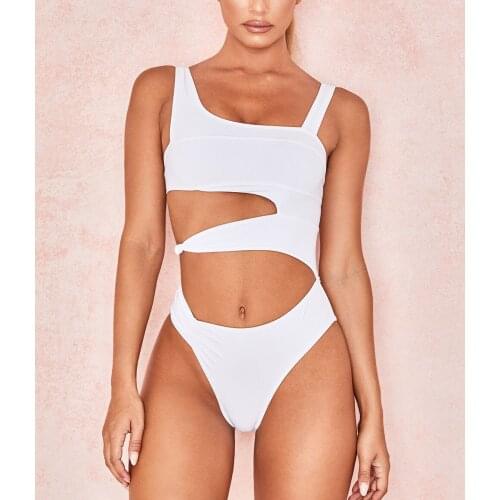 Sexy White One Piece Swimsuit New Women Cut Out Swimwear Push Up Monokini Bathing Suits Beach Wear Swimming Suit For Women