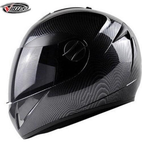 Free shipping 1pcs Unisex Carbon Fiber DOT Motorcycle Street Bike Motocross Helmet Full Face Dual Visor
