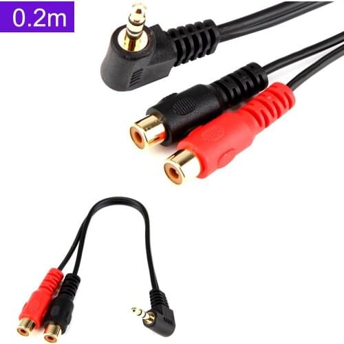 3.5mm Male Plug Right Angled to Dual RCA Female Adapter Audio Y Cable New 0.2m