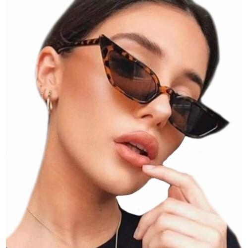 Luxury Sun Glasses Cute Sexy Retro Cat Eye Sunglasses Small Black White Triangle Vintage Cheap Red Female UV400