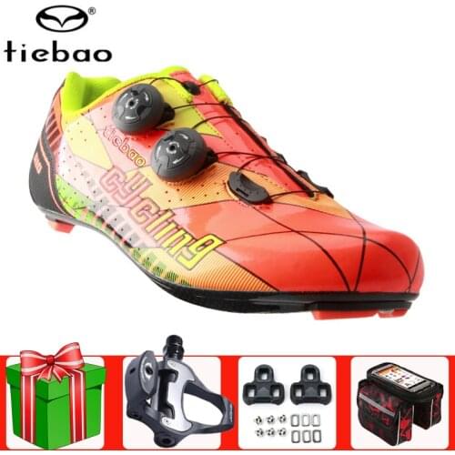 Tiebao Carbon Fiber Road Cycling Shoes Men 2021 Pedal Set Bicycle Ultralight Self-Locking Women Sneakers Sapatos De Ciclismo