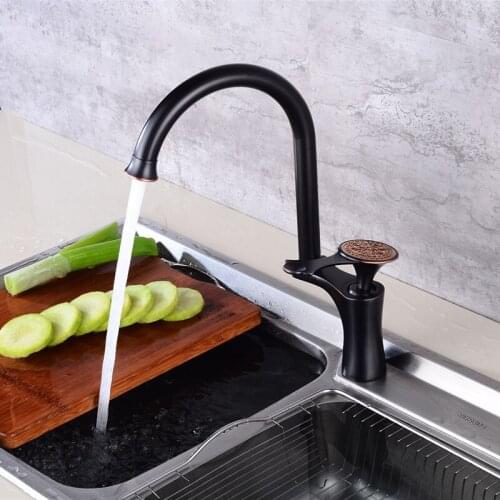 WZlY Kitchen Faucets Rose Gold Brass 360 Rotate Single Handle Chrome Kitchen Mixer Faucet Cold Hot Water Mixer Sink Tap Torneira