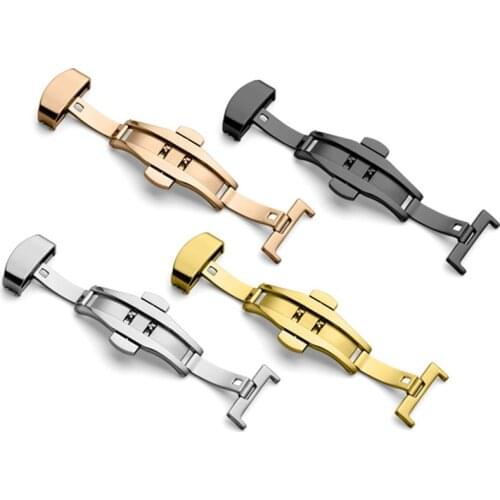 Watch Fold Buckle Double Click Butterfly Watchband Push Clasp 14/16/18/20/22mm Button Deployment Clasp Buckles Watch Accessories