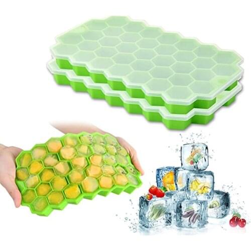 Zhangji Stackable Safe Silicone Ice Cube maker Molds Trays Easy-Release and Flexible 37 Cubes Ice for Chilled Drinks Gel Mold