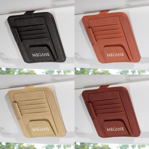 1pcs Car Storage Bag for Renault megane Car Sun Visor Clip Bag Leather Stowing Tidying Box Pen Card Ticket Sunglasses Holder