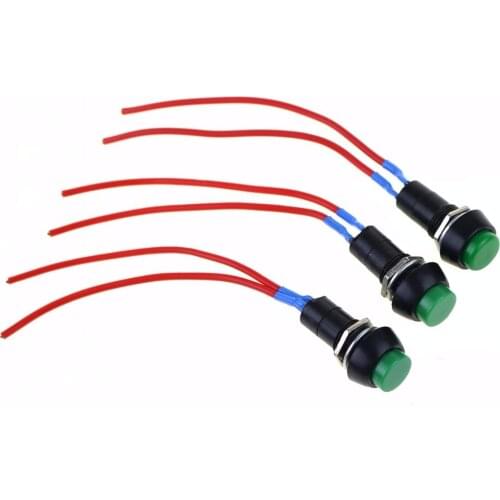 1pcs PBS-11B 2PIN 12mm blue Self reset ON OFF Push Button Momentary Switch with cord 3A 150V