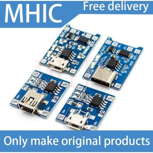 10PCS/LOT MICRO/MINI/Type-C 1A lithium battery charging module TP4056 USB charging protection combo