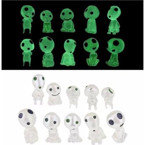 10pcs Princess Mononoke Mini Luminous Tree Elves Hayao Miyazaki Micro Landscape Cute Resin Flower Pots Garden Decoration Toys